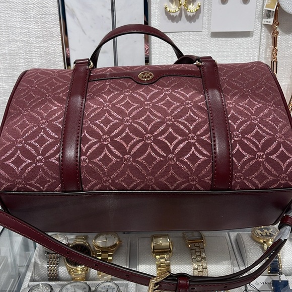 MICHAEL KORS JST TRAVEL MEDIUM DUFFLE SATCHEL SHOULDER CROSSBODY BAG MK OXBLOOD - Picture 7 of 16